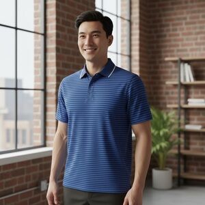 Grayson Stylish Blue Striped Polo Shirt